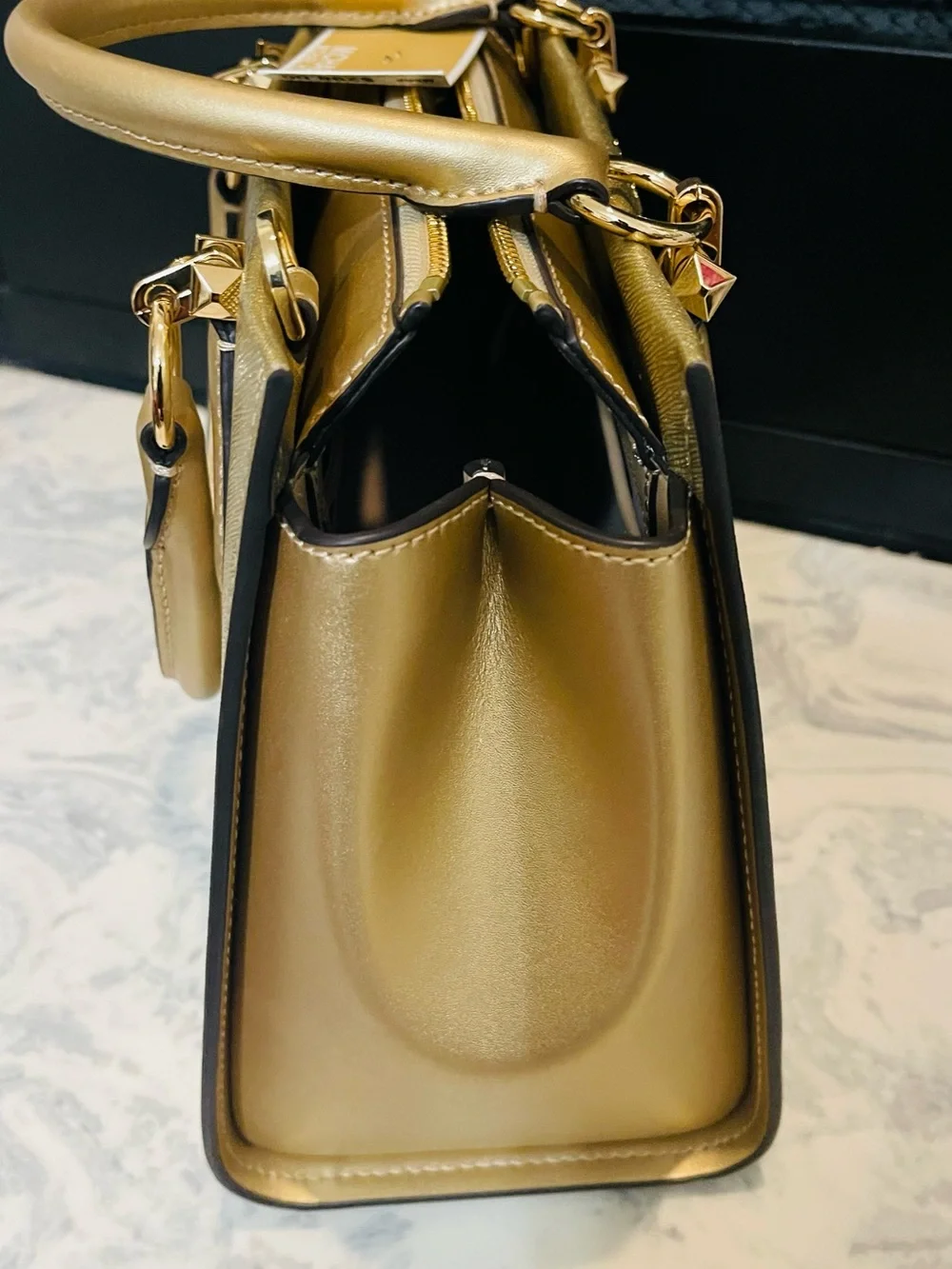 Michael Kors Metallic Gold Saffiano Satchel
